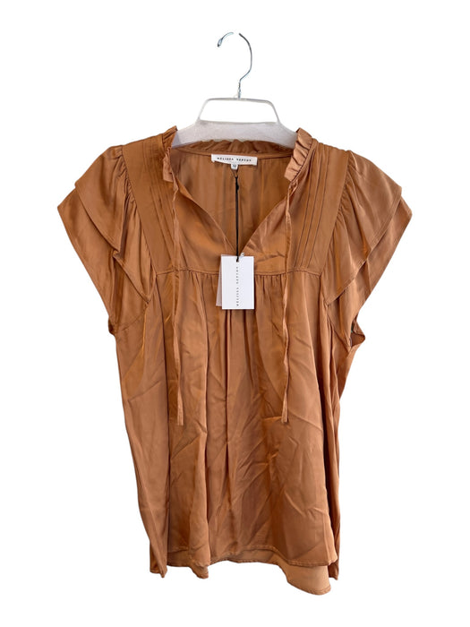 Melissa Nepton Size S/P Rust Viscose round split neck Pleats Top Rust / S/P