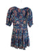 Sea New York Size XS Blue & Multi Cotton Lined Back Zip Abstract FLoral Dress Blue & Multi / XS