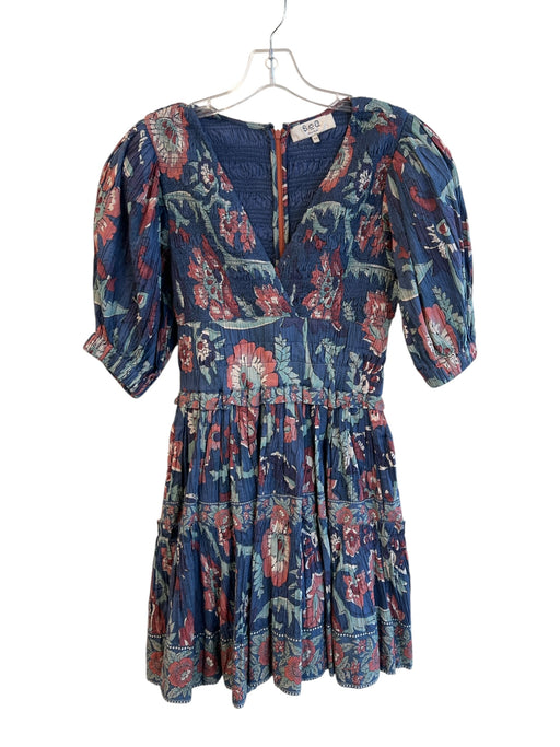 Sea New York Size XS Blue & Multi Cotton Lined Back Zip Abstract FLoral Dress Blue & Multi / XS