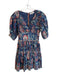 Sea New York Size XS Blue & Multi Cotton Lined Back Zip Abstract FLoral Dress Blue & Multi / XS