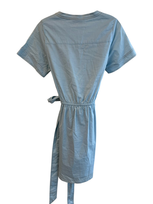 Olivia James Size Small Sky Blue Cotton Short Sleeve Contrast Stitch Dress Sky Blue / Small