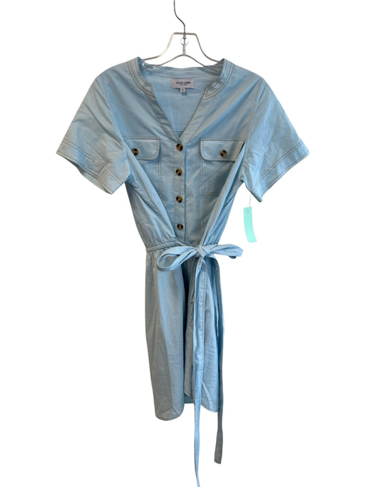 Olivia James Size Small Sky Blue Cotton Short Sleeve Contrast Stitch Dress Sky Blue / Small