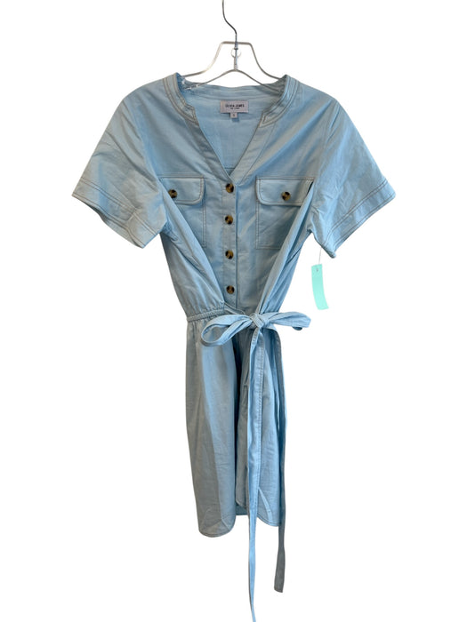 Olivia James Size Small Sky Blue Cotton Short Sleeve Contrast Stitch Dress Sky Blue / Small