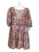 Cleobella Size XS Pink & blue Organic Cotton Lined V Neck Abstract Floral Dress Pink & blue / XS
