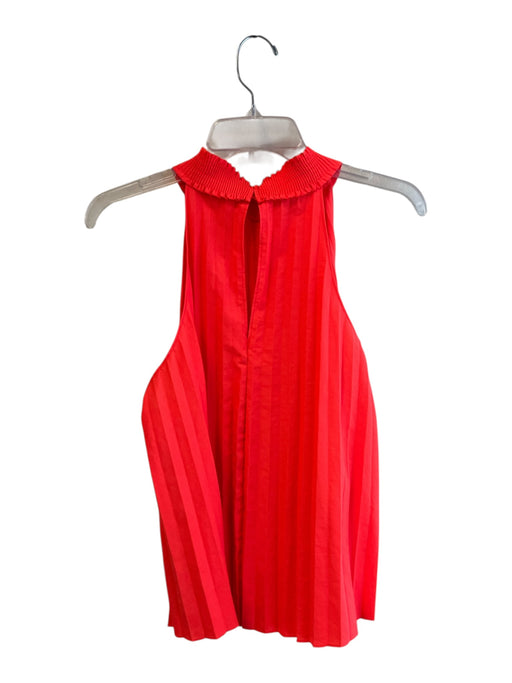 A.L.C. Size 4 Neon Orange Polyester Sleeveless High Neck pleats Keyhole Back Top Neon Orange / 4