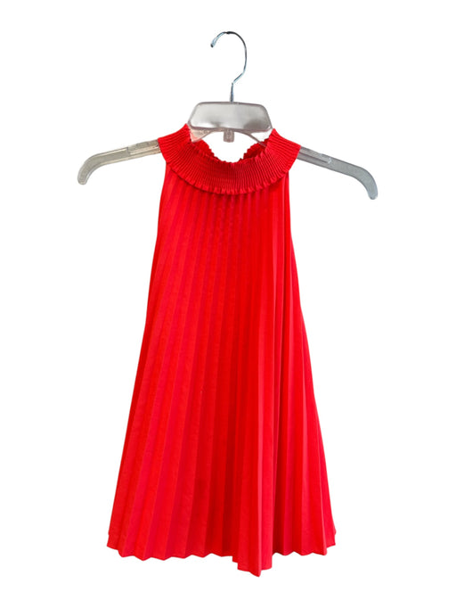 A.L.C. Size 4 Neon Orange Polyester Sleeveless High Neck pleats Keyhole Back Top Neon Orange / 4