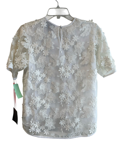 Cynthia Rowley Size XS White Polyester embroidered applqiues Sheer Overlay Top White / XS
