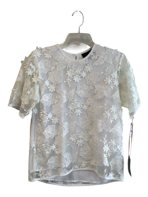 Cynthia Rowley Size XS White Polyester embroidered applqiues Sheer Overlay Top White / XS