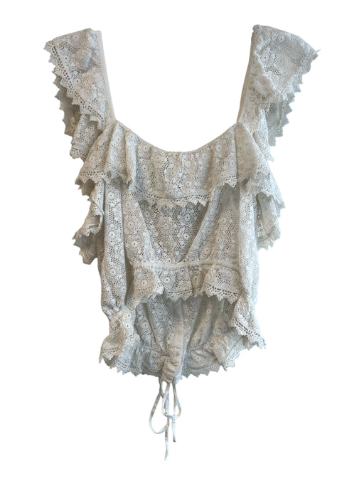 Love Shack Fancy Size XL Ivory Cotton Sleeveless Front Button Closure Top Ivory / XL