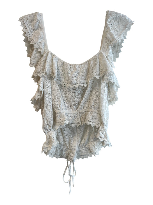 Love Shack Fancy Size XL Ivory Cotton Sleeveless Front Button Closure Top Ivory / XL