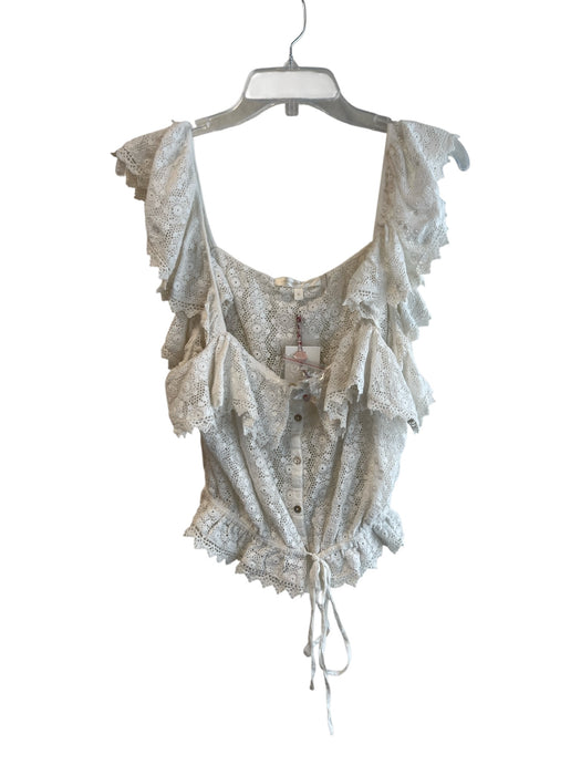 Love Shack Fancy Size XL Ivory Cotton Sleeveless Front Button Closure Top Ivory / XL