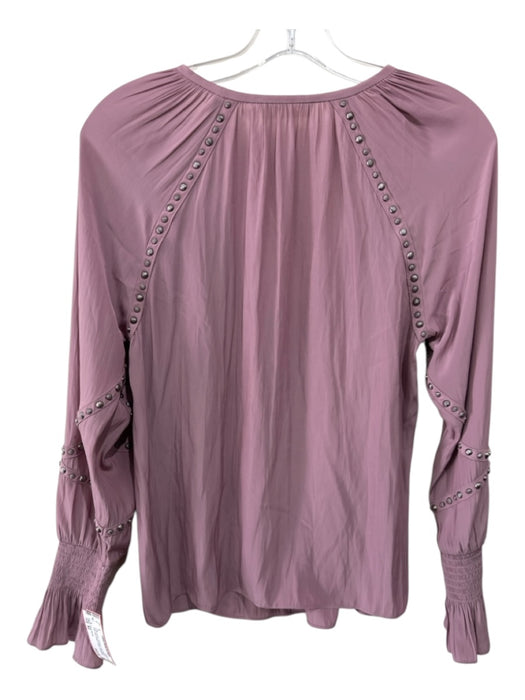 Ramy Brook Size XS Dusty Purple Polyester Long Sleeve Solid Stud Detail Top Dusty Purple / XS