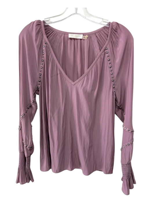 Ramy Brook Size XS Dusty Purple Polyester Long Sleeve Solid Stud Detail Top Dusty Purple / XS