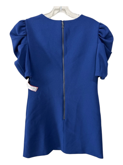 Alice & Olivia Size 4 dark blue Polyester Short Puff Sleeve Solid Back Zip Dress dark blue / 4
