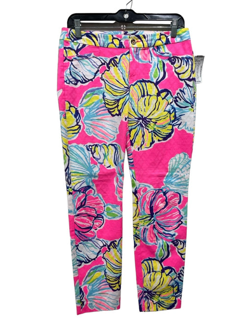 Lilly Pulitzer Size 4 Pink Yellow Blue & Green Cotton Blend Mid Rise Pants Pink Yellow Blue & Green / 4