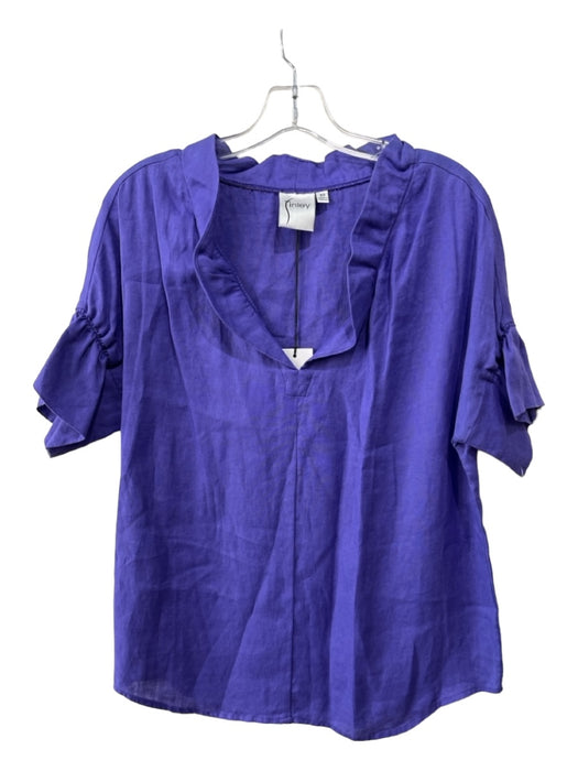 Finley Size XS Purple Linen Collar Short Sleeve Ruffle Detail Top Purple / XS