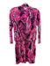 Lilly Pulitzer Size S Navy & Pink Silk Coral Print Twist Front V Neck Dress Navy & Pink / S
