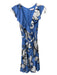 Parker Size 2 Blue & White Viscose Floral Surplice Flutter Cap Sleeve Dress Blue & White / 2