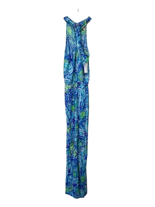 Lilly Pulitzer Size S Blue & Green Polyester Abstract Round Neck Jumpsuit Blue & Green / S