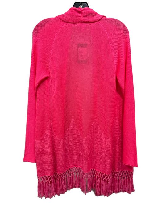 Lilly Pulitzer Size S Neon Pink Acrylic Blend Knit Tassels Open Front Cardigan Neon Pink / S