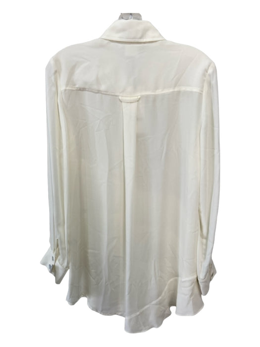 Finley Size S White Collared Button Up Long Sleeve Ruffle Detail Top White / S