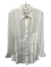 Finley Size S White Collared Button Up Long Sleeve Ruffle Detail Top White / S