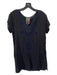 Johnny Was Size S Black Rayon Eyelet V Neck Short Sleeve Embroidered Top Black / S