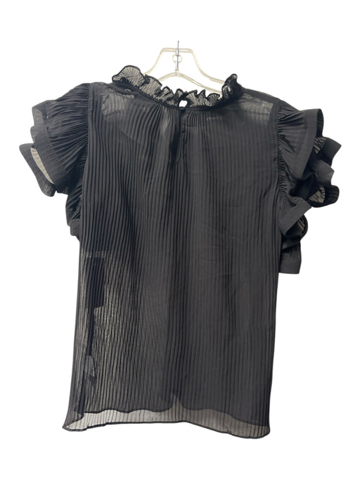 Love Song Size Medium Black Polyester Ruffle Neck Ribbed Ruffle sleeve Top Black / Medium