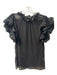 Love Song Size Medium Black Polyester Ruffle Neck Ribbed Ruffle sleeve Top Black / Medium