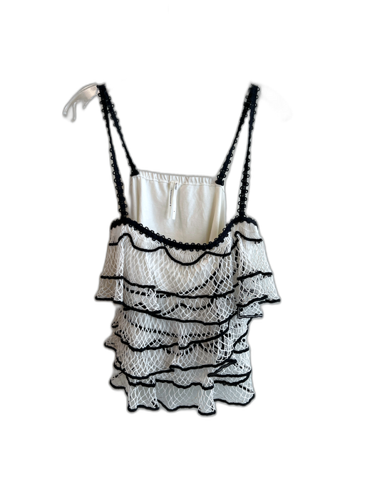 Anthropologie Size L White & Black Cotton & Polyester Spaghetti Strap Top White & Black / L