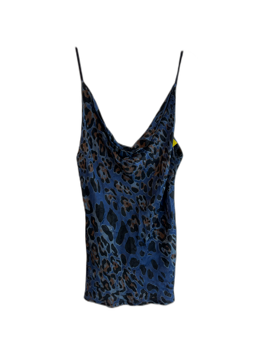 No Brand Size Est L Blue Viscose Spaghetti Strap Animal Print Cowl neck Tank Top Blue / Est L