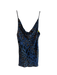 No Brand Size Est L Blue Viscose Spaghetti Strap Animal Print Cowl neck Tank Top Blue / Est L
