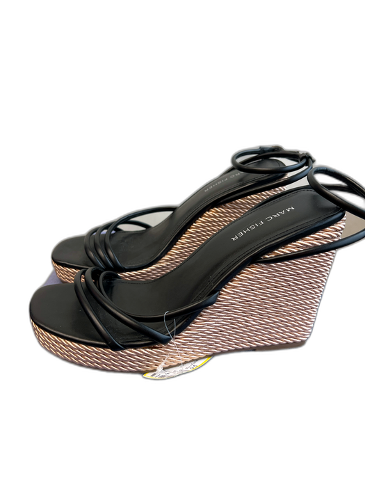 Marc Fisher Shoe Size 9.5 Black & Brown Manmade Material open toe Wedge Shoes Black & Brown / 9.5