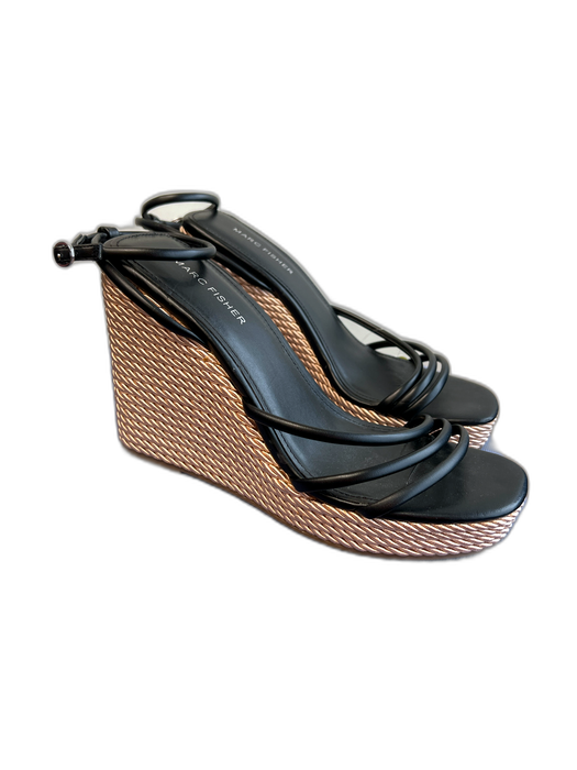 Marc Fisher Shoe Size 9.5 Black & Brown Manmade Material open toe Wedge Shoes Black & Brown / 9.5