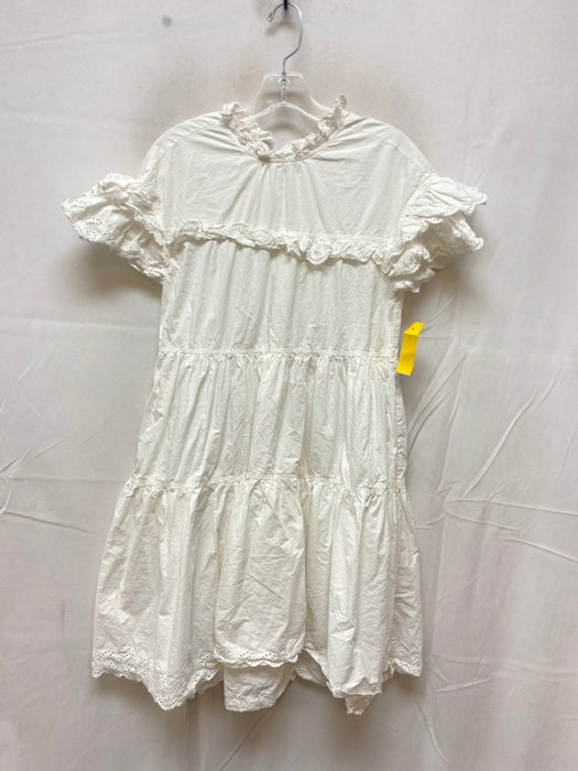 Ulla Johnson Size Est Small White Cotton Tiered Eyelet Trim Hidden Pocket Dress