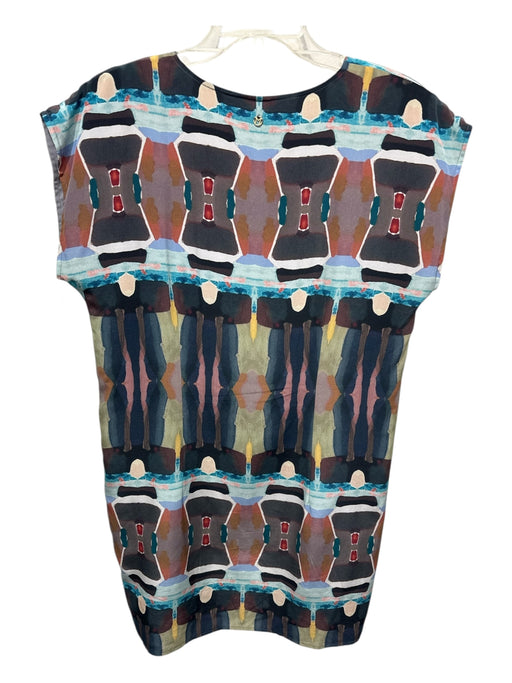 Marie Oliver Size S Blue & Multi Polyester V Neck All Over Print Dress Blue & Multi / S
