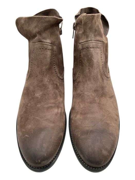 Paul Green Shoe Size 6.5 Brown Leather Suede Side Zip Stacked Heel Booties Brown / 6.5