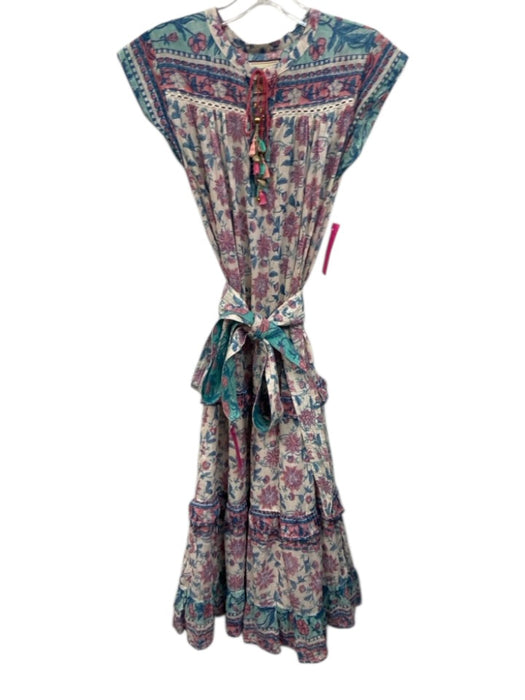 Bell by Alicia Bell Size S White, Blue & Pink Silk & Cotton Floral Dress White, Blue & Pink / S