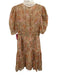 Shoshanna Size 4 Orange, White & Green Viscose Blend Metallic Thread Dress Orange, White & Green / 4