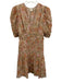 Shoshanna Size 4 Orange, White & Green Viscose Blend Metallic Thread Dress Orange, White & Green / 4
