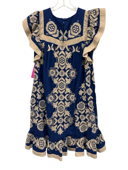 Sea New York Size S Blue & Beige Cotton & Linen Floral Embroidered Dress Blue & Beige / S