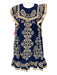 Sea New York Size S Blue & Beige Cotton & Linen Floral Embroidered Dress Blue & Beige / S