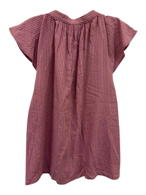 XiRENA Size S Pink & Purple Cotton Blend Striped Cap Sleeve 1/2 Button Top Pink & Purple / S