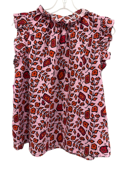XiRENA Size S Pink, Black & Orange Cotton Abstract Floral Ruffle Cap Sleeve Top Pink, Black & Orange / S