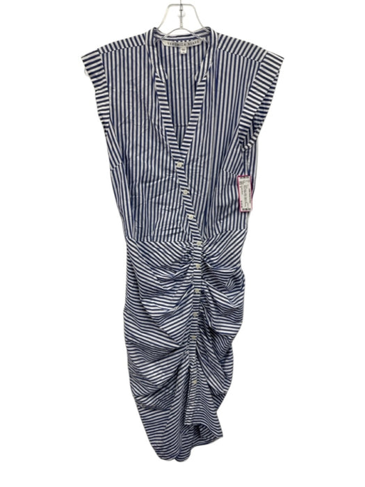Veronica Beard Size 4 Blue & White Cotton Striped Cap Sleeve Button Front Dress Blue & White / 4