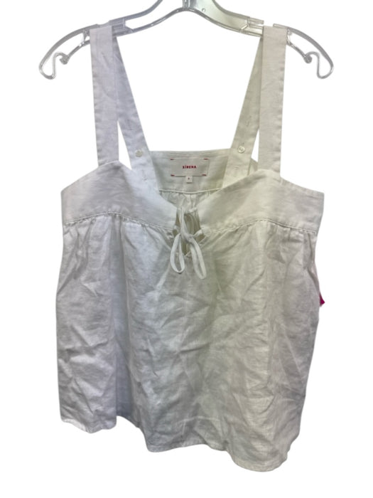 XiRENA Size S White Linen Sleeveless Adjustable Strap Tie Detail Tank Top White / S