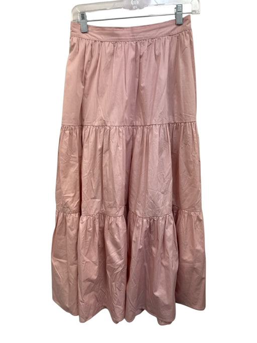 XiRENA Size S Light Pink Cotton Elastic Back Gathered Waist Tiered Midi Skirt Light Pink / S