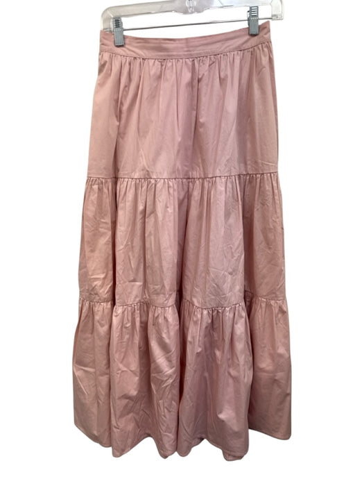 XiRENA Size S Light Pink Cotton Elastic Back Gathered Waist Tiered Midi Skirt Light Pink / S