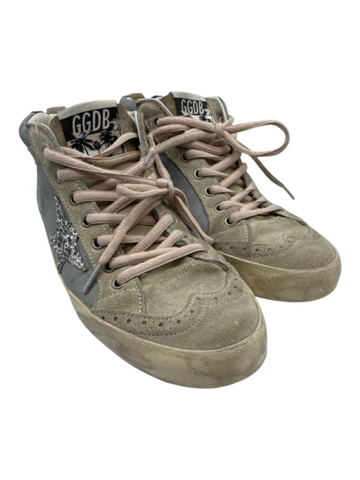 Golden Goose Shoe Size 39 Gray & Taupe Leather Upper Glitter Accent Sneakers Gray & Taupe / 39