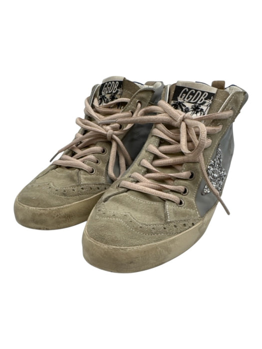Golden Goose Shoe Size 39 Gray & Taupe Leather Upper Glitter Accent Sneakers Gray & Taupe / 39